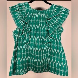 Universal Thread Green Ruffle Eyelet Blouse